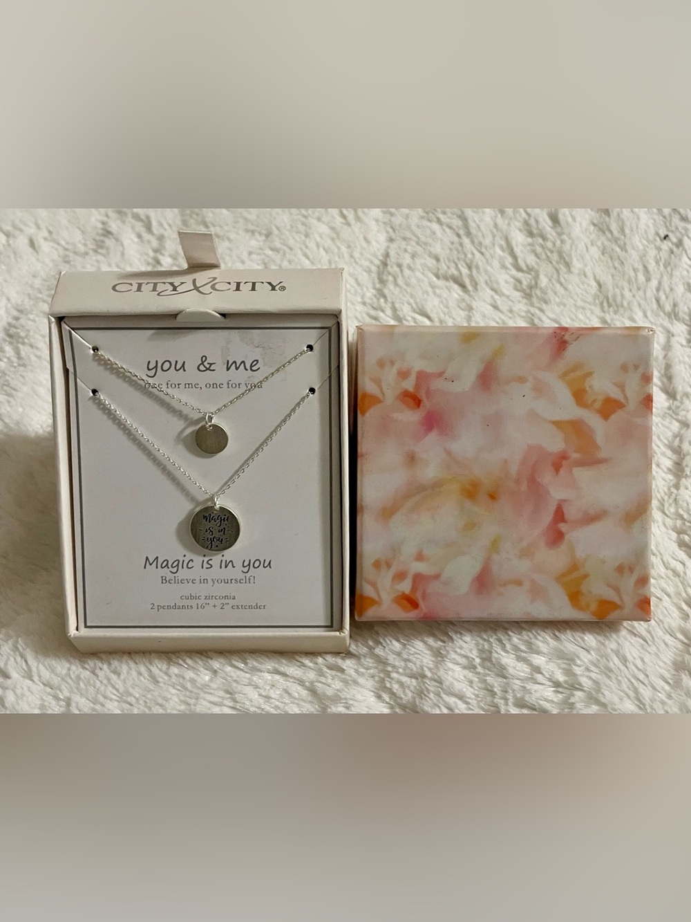 A set of 2 You & Me - One for Me, One for You Necklace Set.